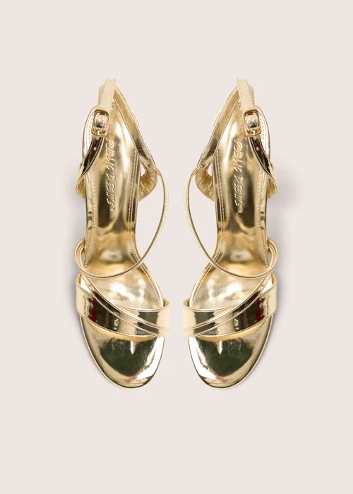 Public Desire Grove Gold Metallic Round Toe Block Heels - Size 6 Image 4