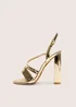 Public Desire Grove Gold Metallic Round Toe Block Heels - Size 6 Image 1
