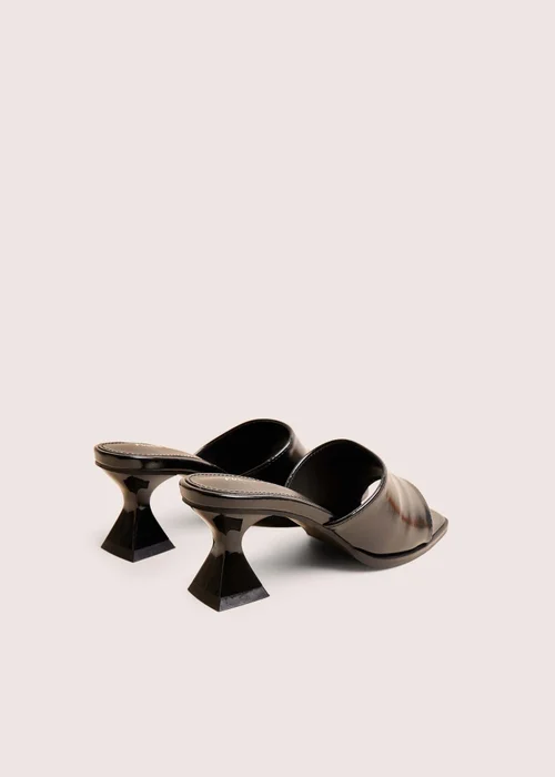 Public Desire Romi Black Patent Mule Square Toe Flared Block Mid Heels - 4 Image 3