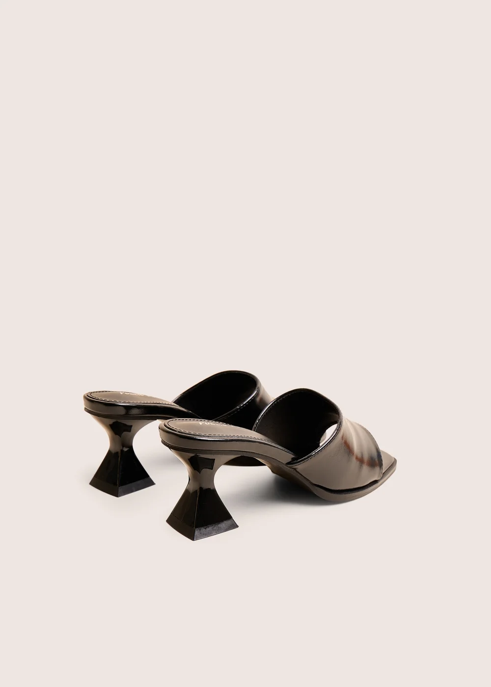 Public Desire Romi Black Patent Mule Square Toe Flared Block Mid Heels - 4 Image 3