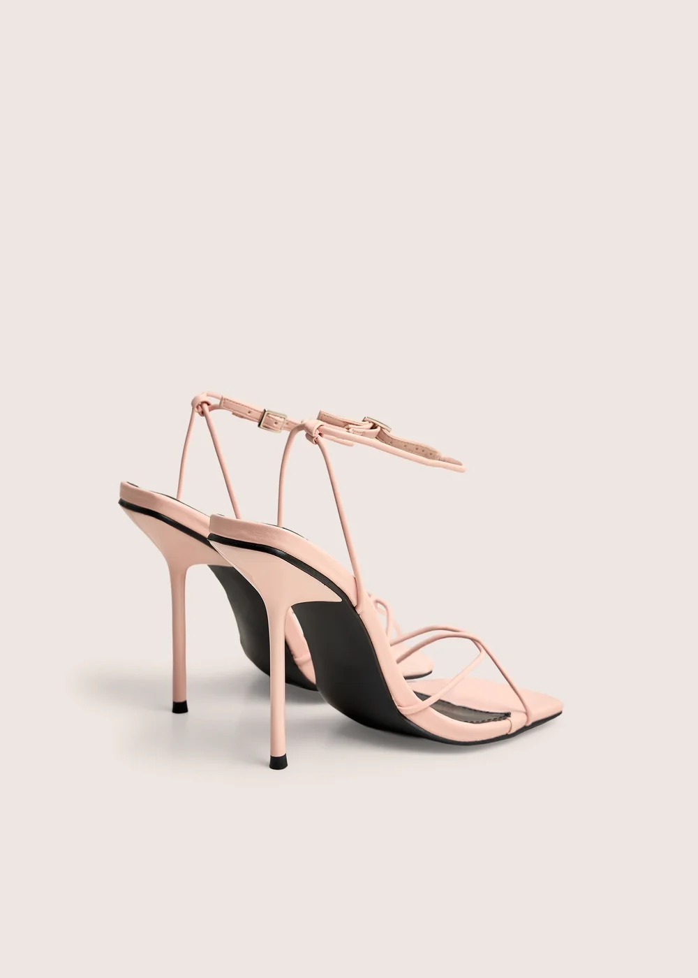 Public Desire Jiggy Light Pink Pu Stiletto Square Toe Barely There Heels - 8 Image 3