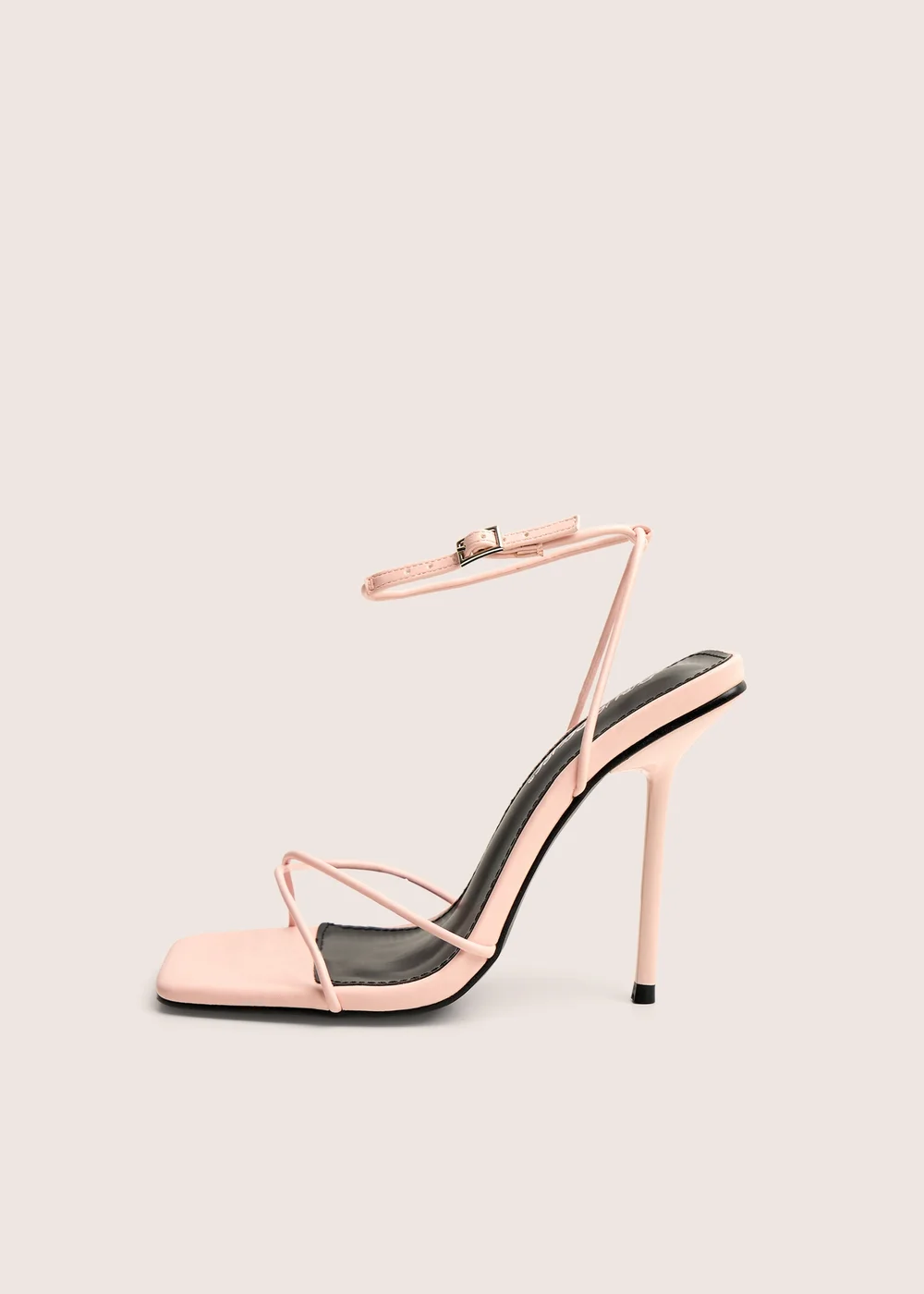 Public Desire Jiggy Light Pink Pu Stiletto Square Toe Barely There Heels - 8 Image 1