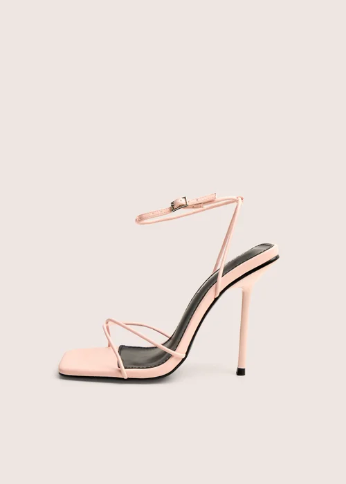 Public Desire Jiggy Light Pink Pu Stiletto Square Toe Barely There Heels - 8 Image 1