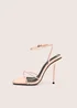 Public Desire Jiggy Light Pink Pu Stiletto Square Toe Barely There Heels - 8 Image 1