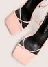 Public Desire Jiggy Light Pink Pu Stiletto Square Toe Barely There Heels - 8 Image 4
