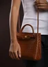 Where's That From Luna Woven Leather Tote Bag With Gold Detail In Tan Faux Leather - One Size Image 1