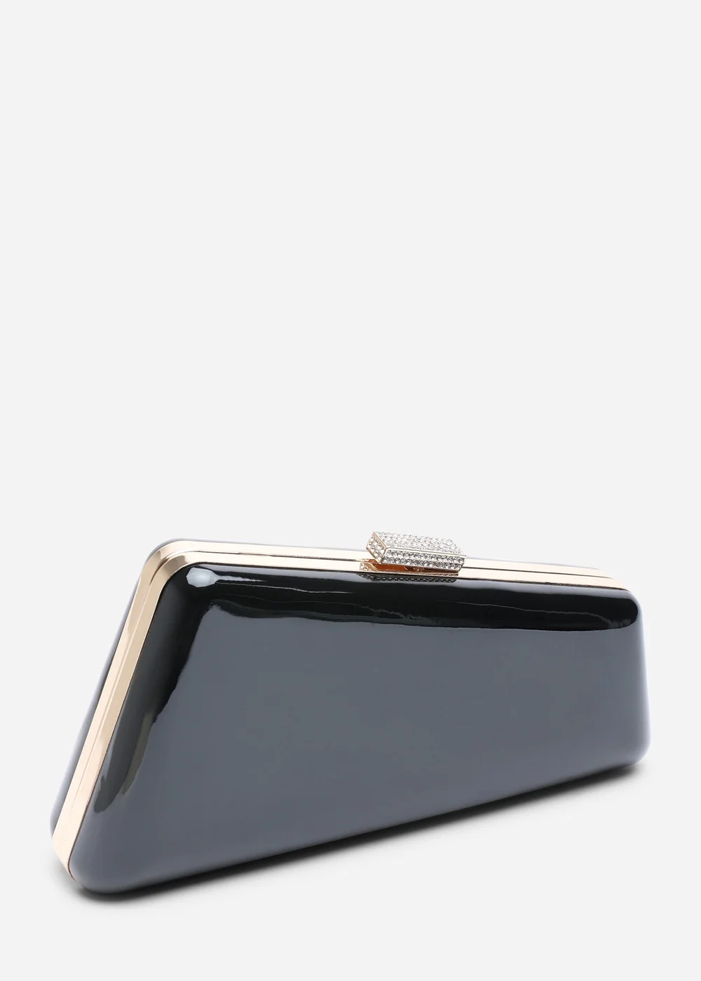 Where's That From Lark Asymmetric Black Metallic Clutch Bag - One Size Image 2