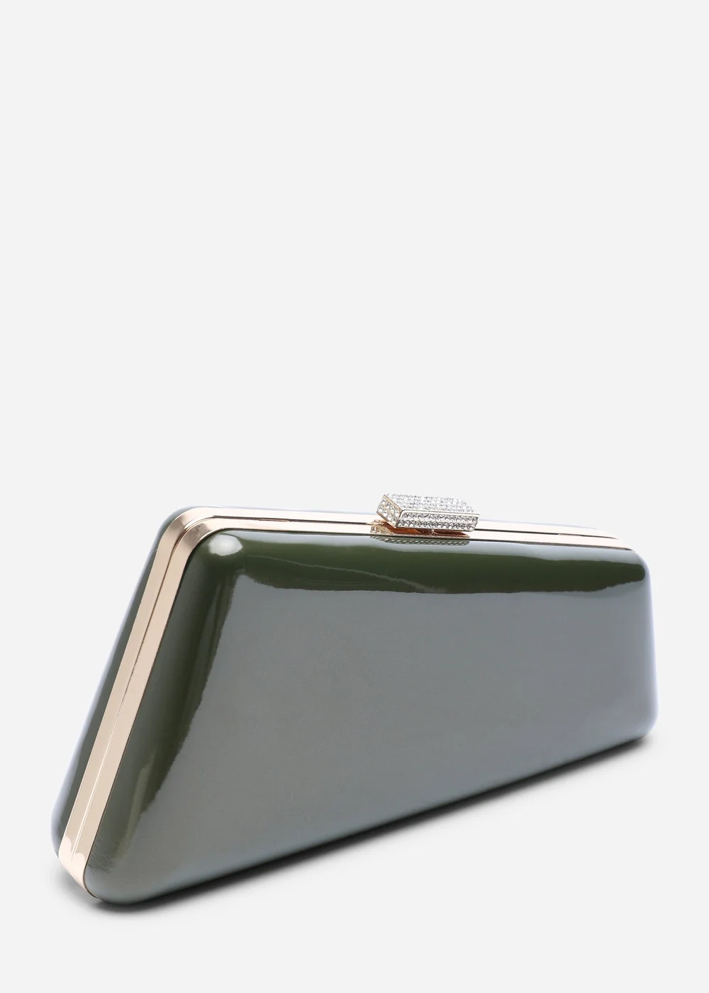 Where's That From Lark Asymmetric Green Metallic Clutch Bag - One Size Image 3