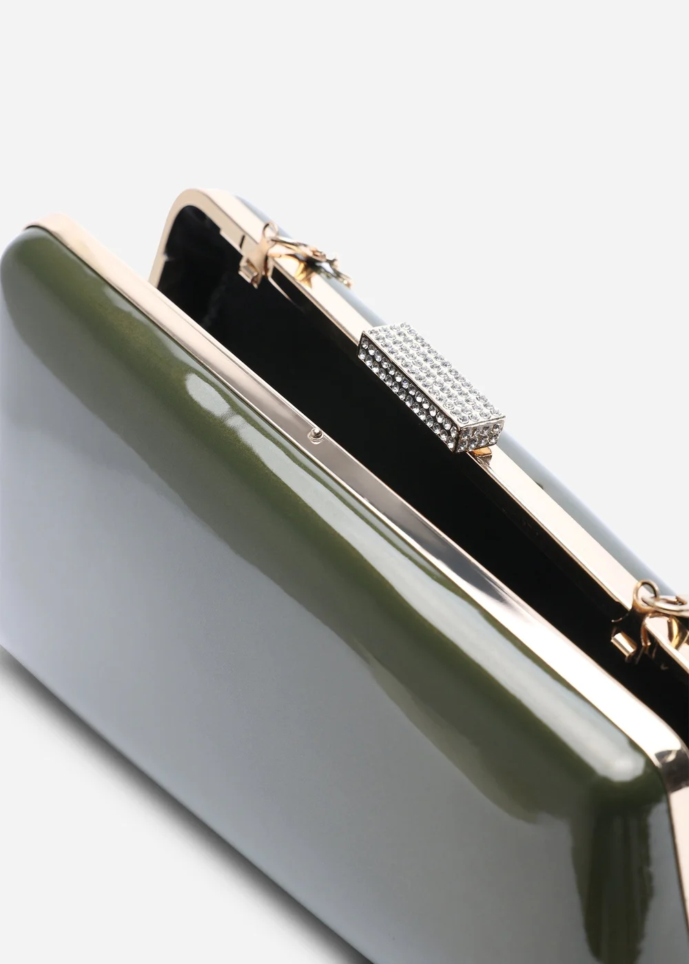 Where's That From Lark Asymmetric Green Metallic Clutch Bag - One Size Image 5