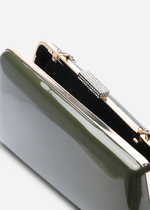 Where's That From Lark Asymmetric Green Metallic Clutch Bag - One Size Image 5