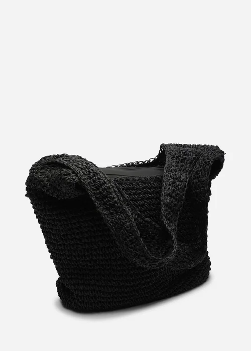 Where's That From Islet Slouchy Black Raffia Shoulder Bag - One Size Image 3