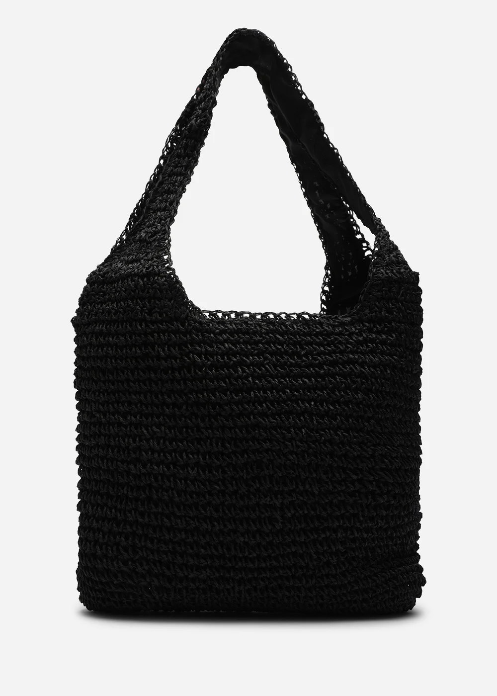 Where's That From Islet Slouchy Black Raffia Shoulder Bag - One Size Image 2