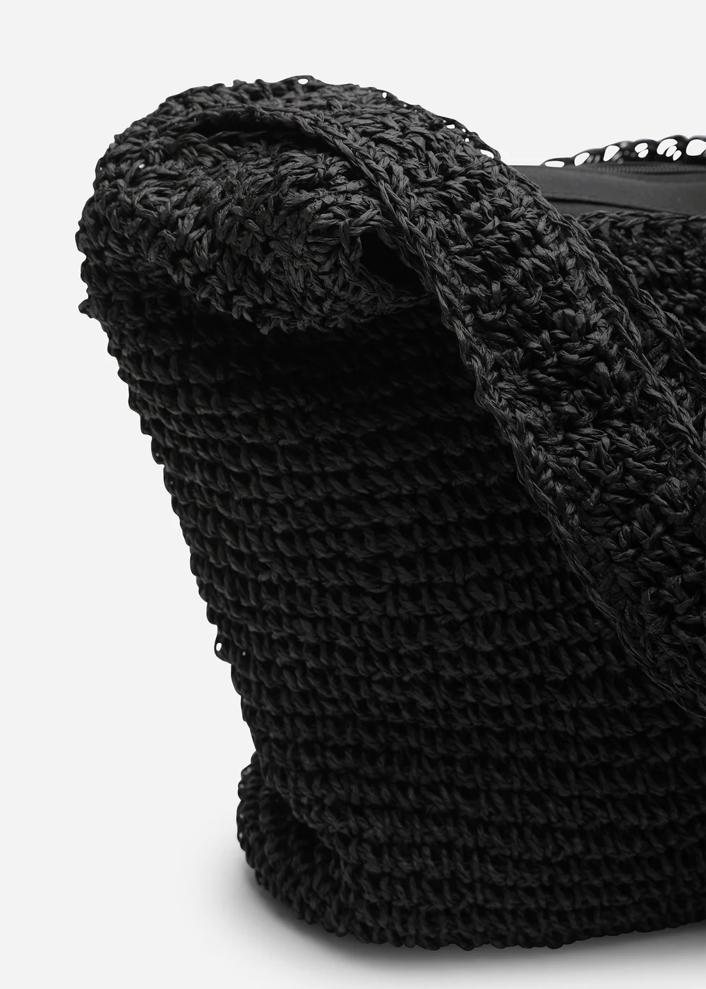 Where's That From Islet Slouchy Black Raffia Shoulder Bag - One Size Image 4