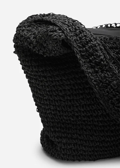 Where's That From Islet Slouchy Black Raffia Shoulder Bag - One Size Image 4