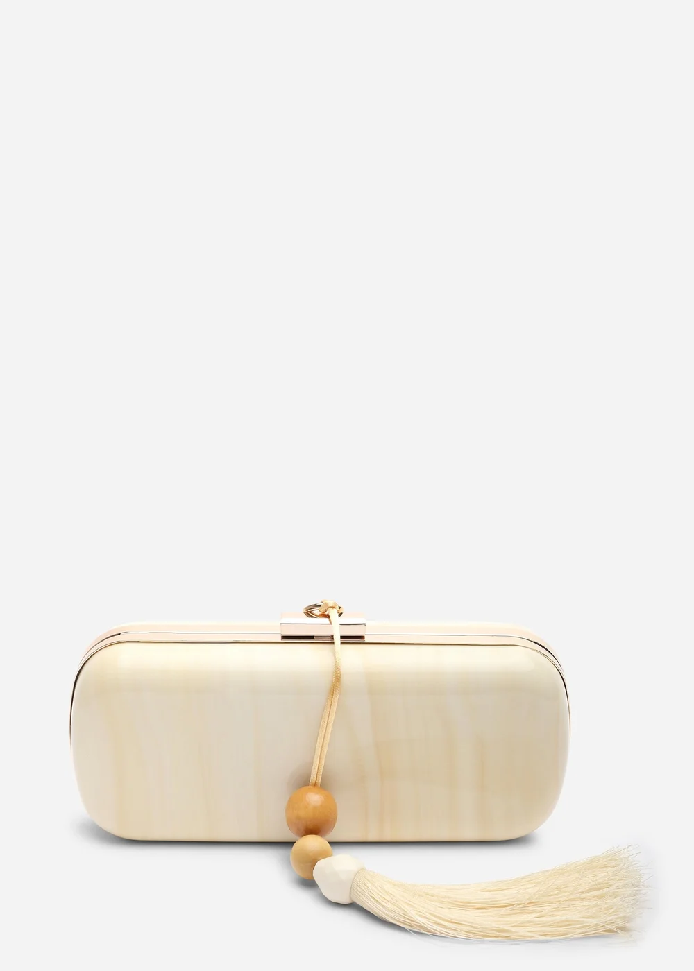 Where's That From Falcon Marble Finish Tassel Clutch Bag In White Gold - One Size Image 2