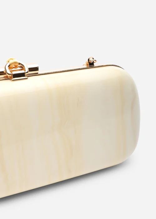 Where's That From Falcon Marble Finish Tassel Clutch Bag In White Gold - One Size Image 5