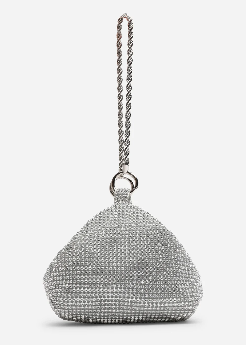Where's That From Lore Silver Diamante Pouch Bag With Chain Detail Handle - One Size Image 4