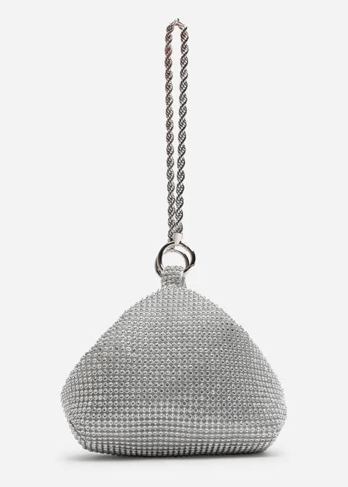Where's That From Lore Silver Diamante Pouch Bag With Chain Detail Handle - One Size Image 4