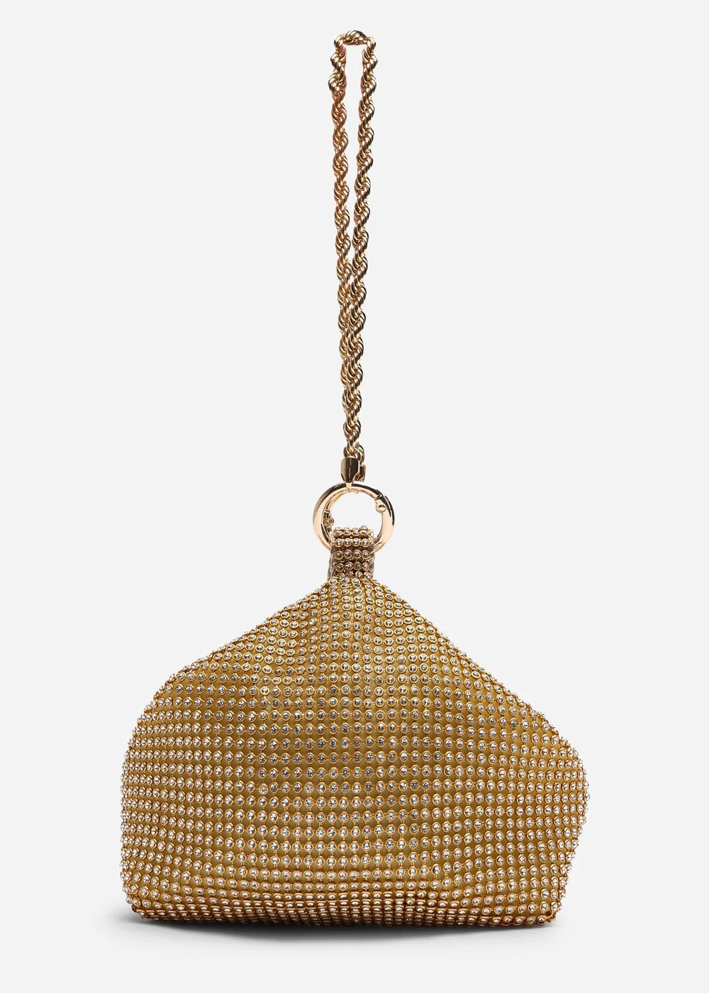 Where's That From Lore Gold Diamante Pouch Bag With Chain Detail Handle - One Size Image 4