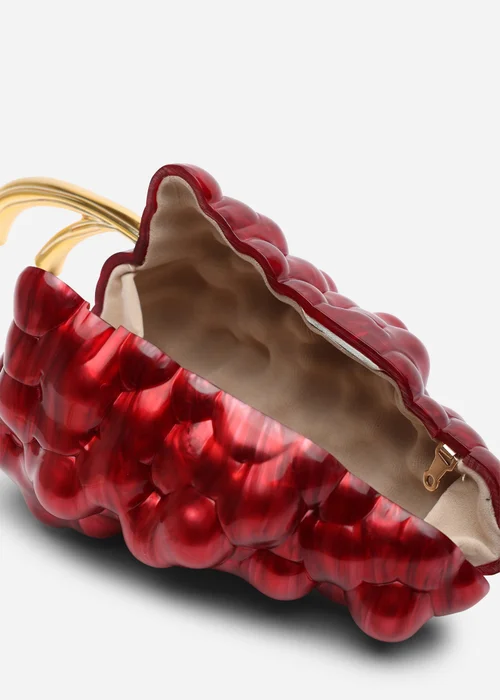 Where's That From Jazz Maroon Grape Resin Clutch With Gold Tone Accents - One Size Image 5