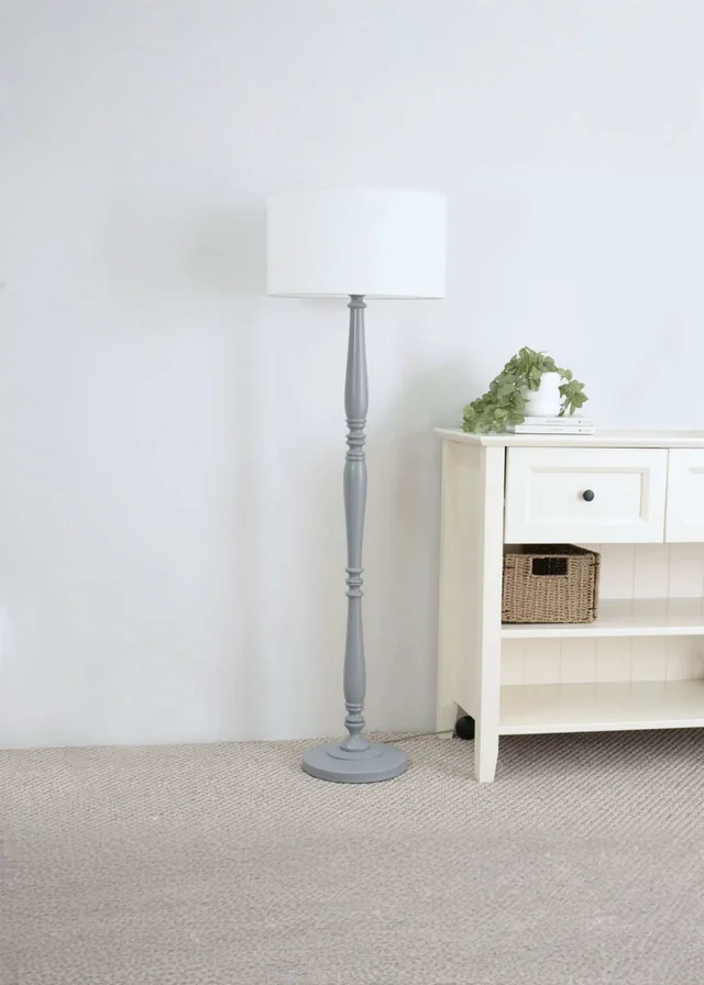 ValueLights Victoria Grey Wood Candle Stick Floor Lamp