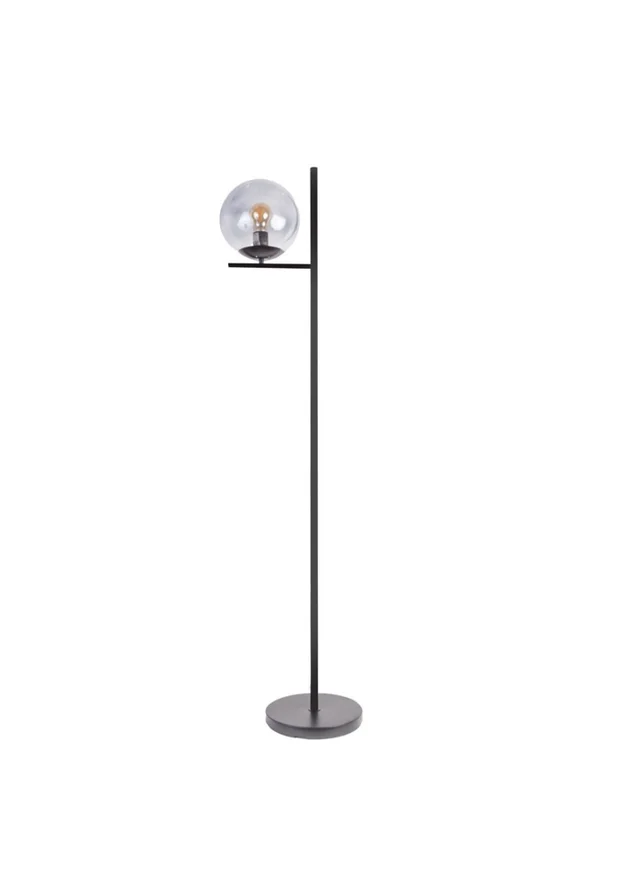 ValueLights Clarke Matt Black Metal Floor Lamp with Glass Globe Shade
