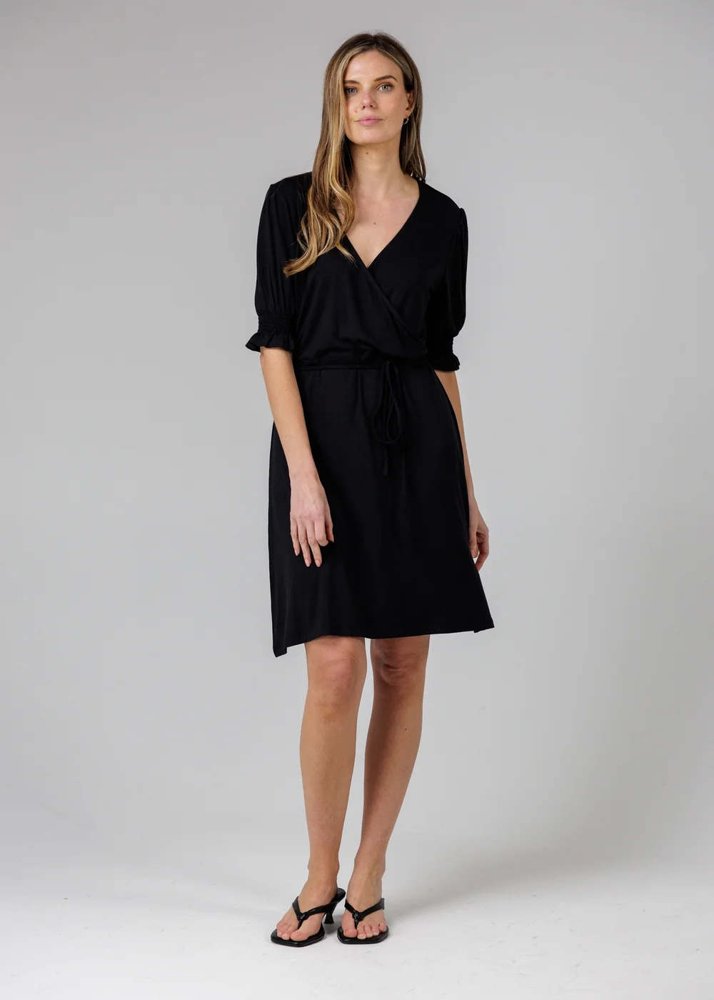 French Connection Black V-Neck Wrap Midi Dress - 12 | Matalan French Connection Black V-Neck Wrap Midi Dress - 12 | Matalan