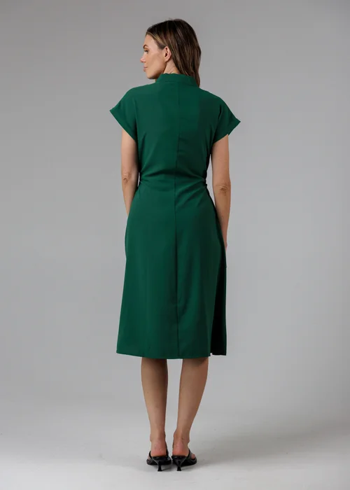French Connection Green V-Neck Cap Sleeve Crepe Midi Dress - 16 Image 2