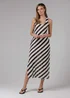 French Connection Black Cotton Blend Stripe Crochet Scoop Neck Tie Back Midi Dress - L Image 1