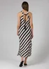 French Connection Black Cotton Blend Stripe Crochet Scoop Neck Tie Back Midi Dress - L Image 2