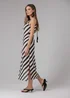 French Connection Black Cotton Blend Stripe Crochet Scoop Neck Tie Back Midi Dress - L Image 4