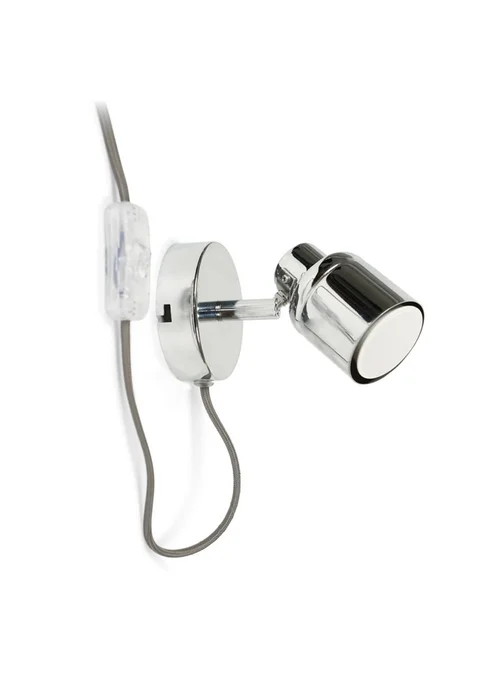 ValueLights Benton Single Spotlight With Textile Cable Plug & Switch Chrome - One Size Image 3