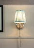 ValueLights Neely Brushed Chrome Plug In Wall Light with Blue Gathered Shade - One Size Image 1