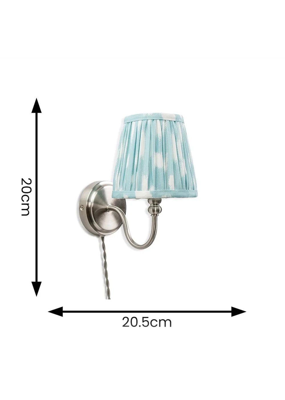 ValueLights Neely Brushed Chrome Plug In Wall Light with Blue Gathered Shade - One Size Image 3