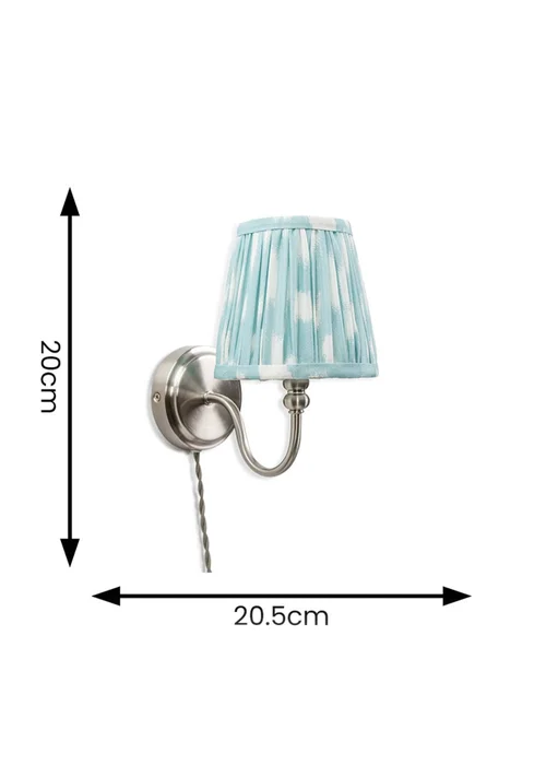 ValueLights Neely Brushed Chrome Plug In Wall Light with Blue Gathered Shade - One Size Image 3