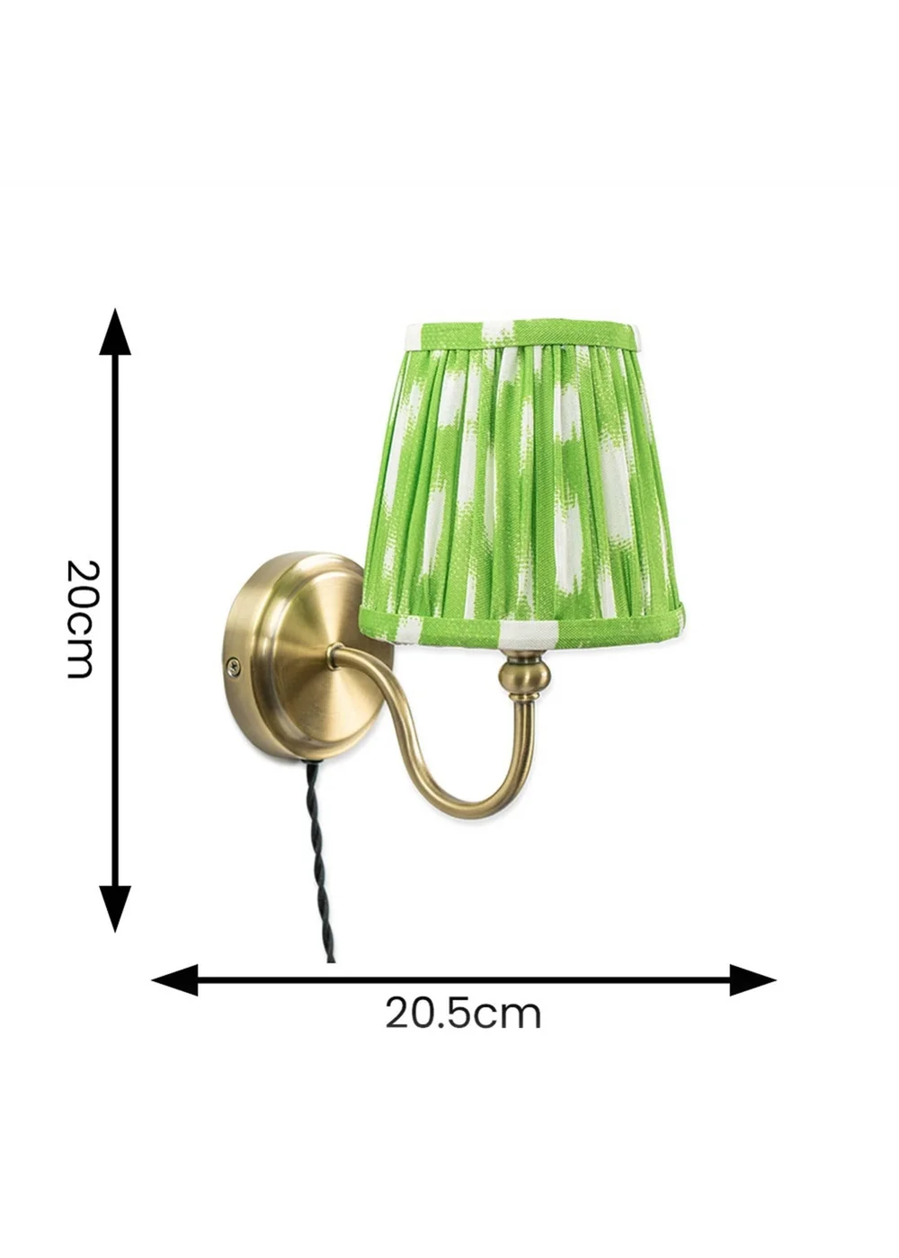 ValueLights Neely Antique Brass Plug In Wall Light with Green Gathered Shade - One Size Image 3