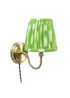 ValueLights Neely Antique Brass Plug In Wall Light with Green Gathered Shade - One Size Image 2