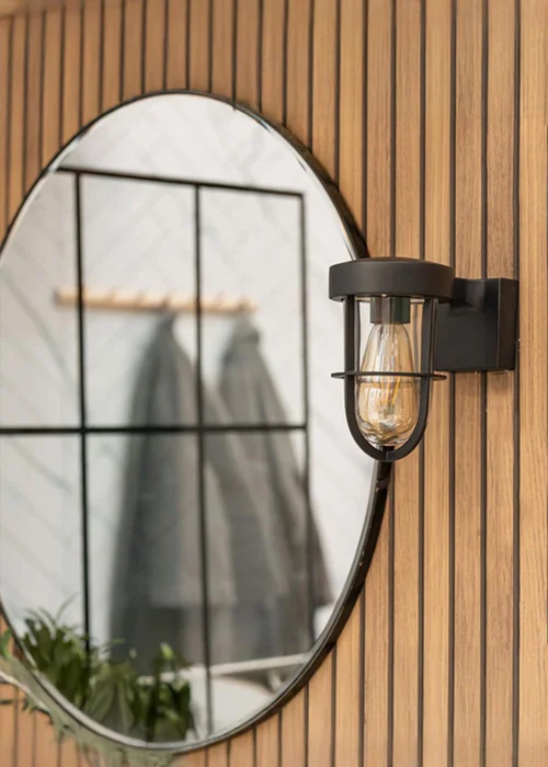 ValueLights Fanar Matt Black Brass Outdoor/Bathroom Wall Lamp - One Size Image 1