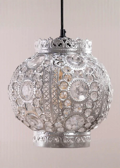 ValueLights Bazaar Silver Moroccan Style Easy Fit Pendant Shade - One Size Image 2