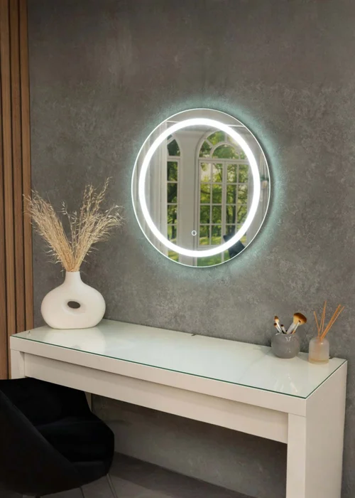 ValueLights Round Bathroom Mirror with Touch Control LED Light & Demister Pad - One Size Image 2