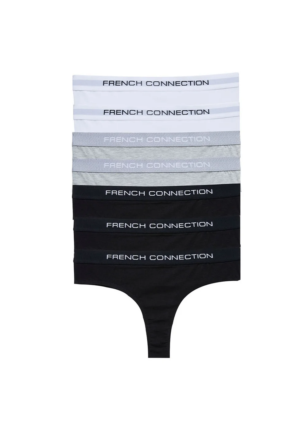 French Connection Grey 7 Pack Cotton French Connection Ladies Thongs - L Image 1
