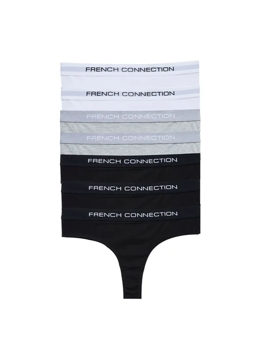 French Connection Grey 7 Pack Cotton French Connection Ladies Thongs - L Image 1