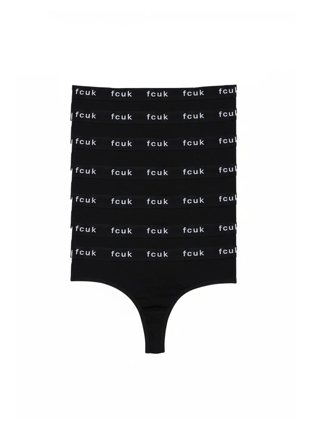 French Connection Black 7 Pack Cotton FCUK Ladies Thongs - S Image 1