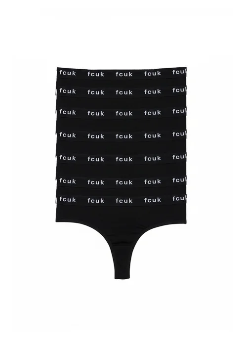 French Connection Black 7 Pack Cotton FCUK Ladies Thongs - S Image 1