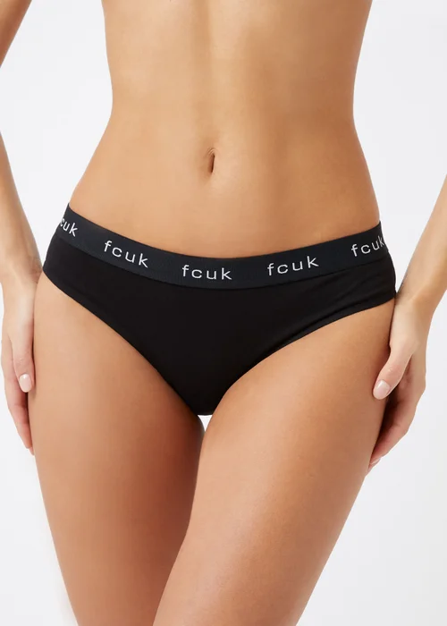 French Connection Black 7 Pack Cotton FCUK Ladies Thongs - S Image 3