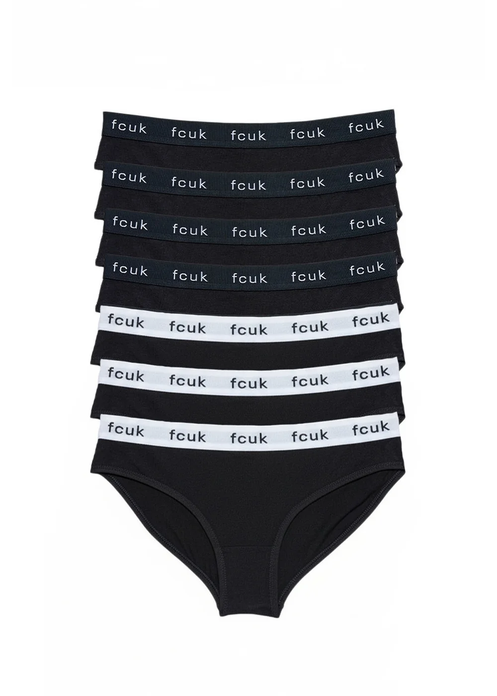 French Connection White 7 Pack Cotton FCUK Ladies Briefs - L Image 1