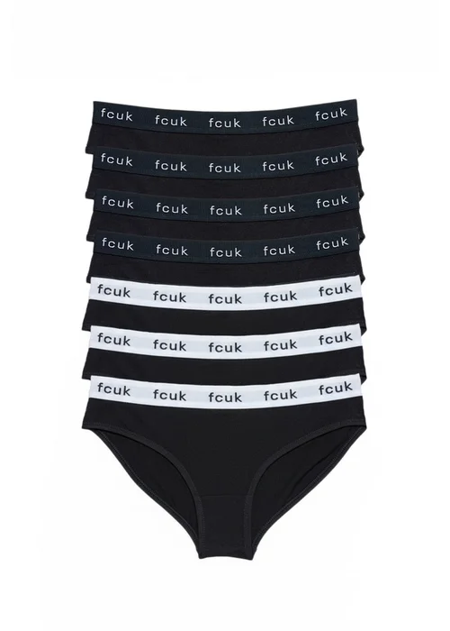 French Connection White 7 Pack Cotton FCUK Ladies Briefs - L Image 1