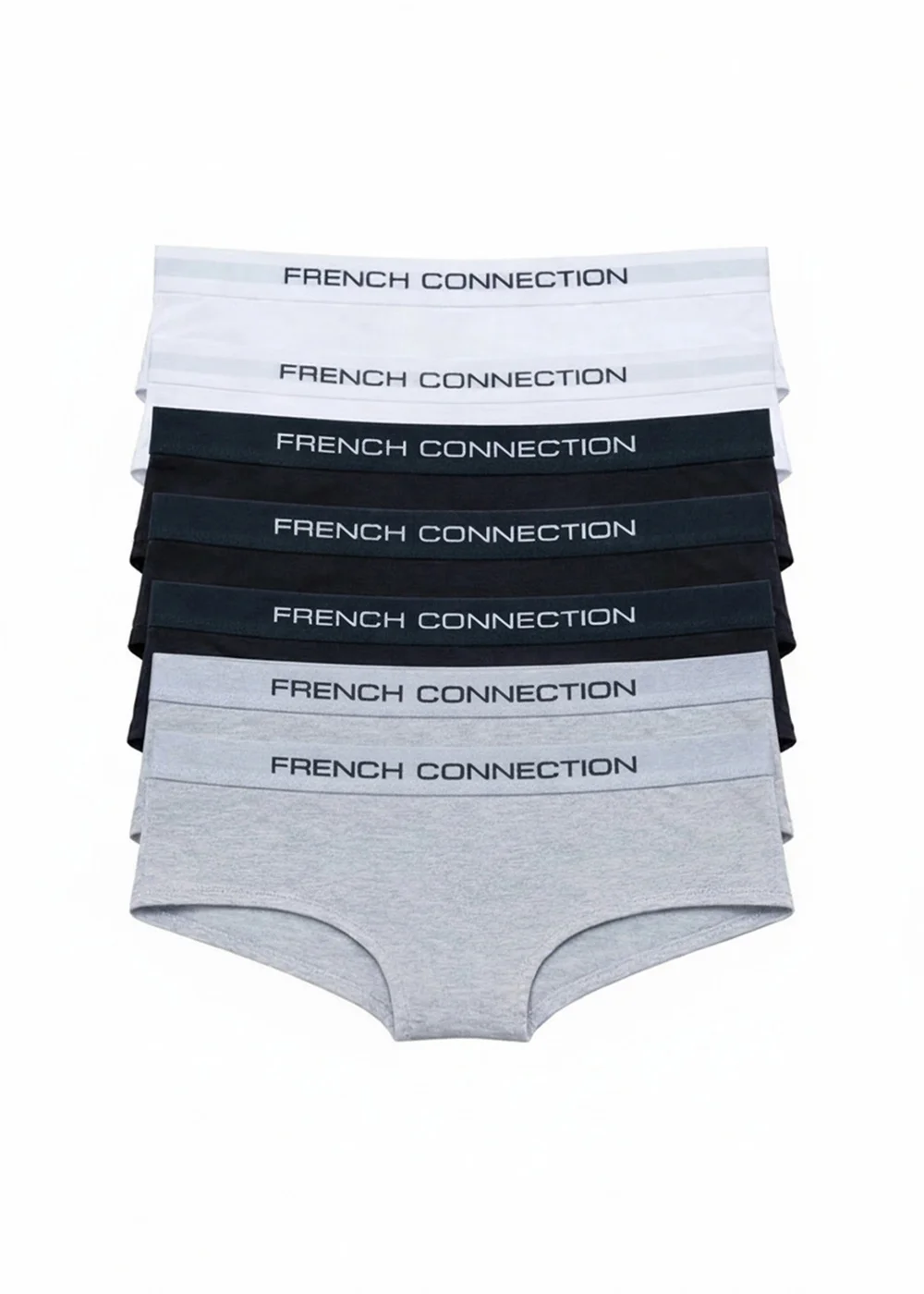 French Connection Grey 7 Pack Cotton Ladies Hipster Full Briefs - XL Image 2