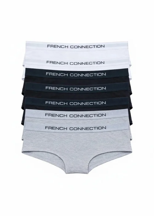 French Connection Grey 7 Pack Cotton Ladies Hipster Full Briefs - XL Image 2