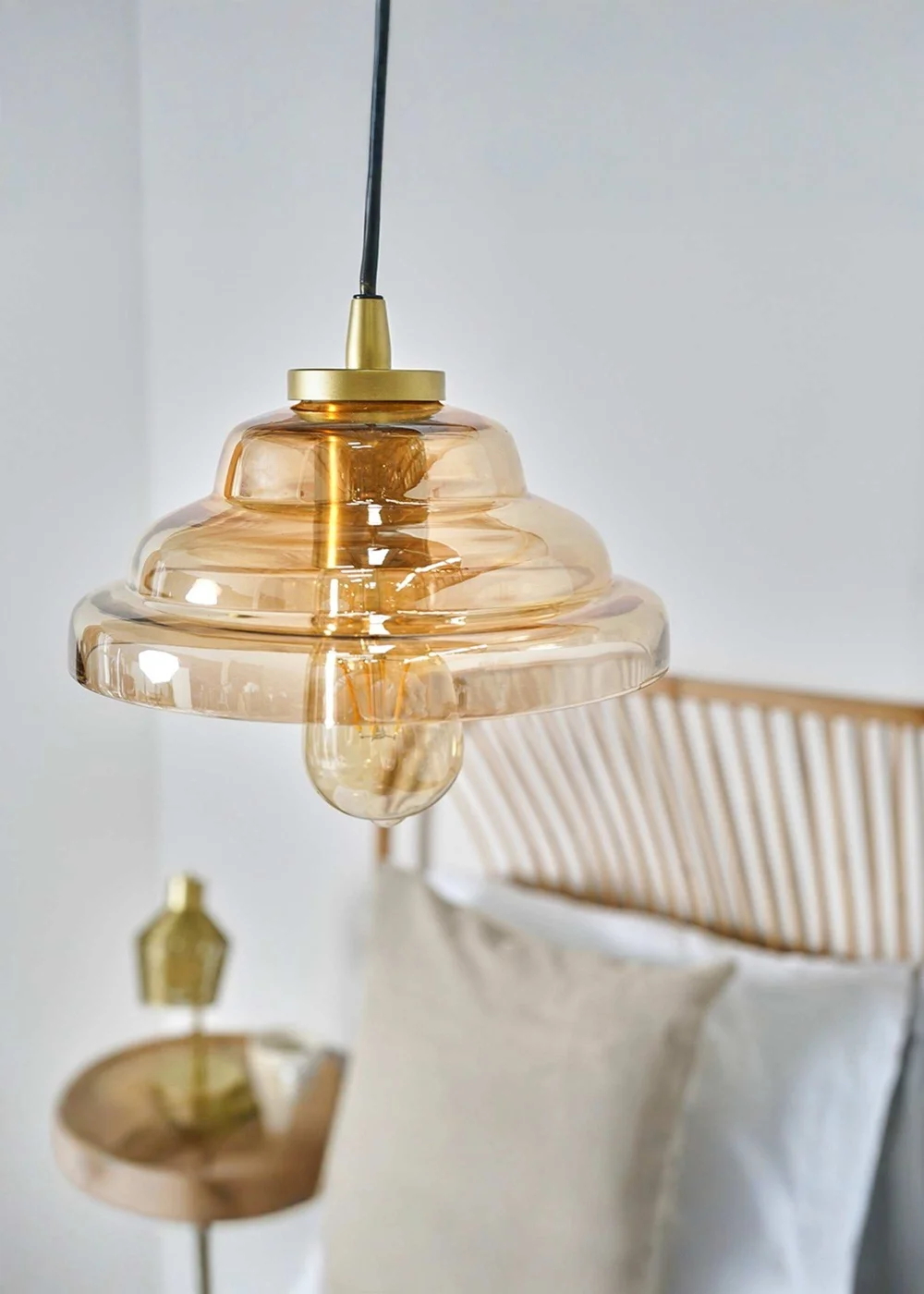 ValueLights Aurelian Modern Vintage Antique Brass Lustre Glass Pendant Light - One Size Image 1